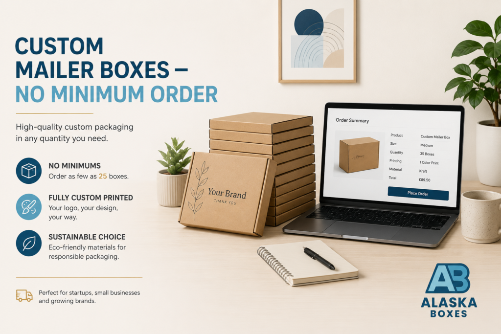 Custom mailer boxes with no minimum order for small businesses