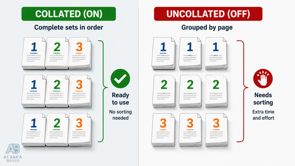 collated vs uncollated printing page order comparison