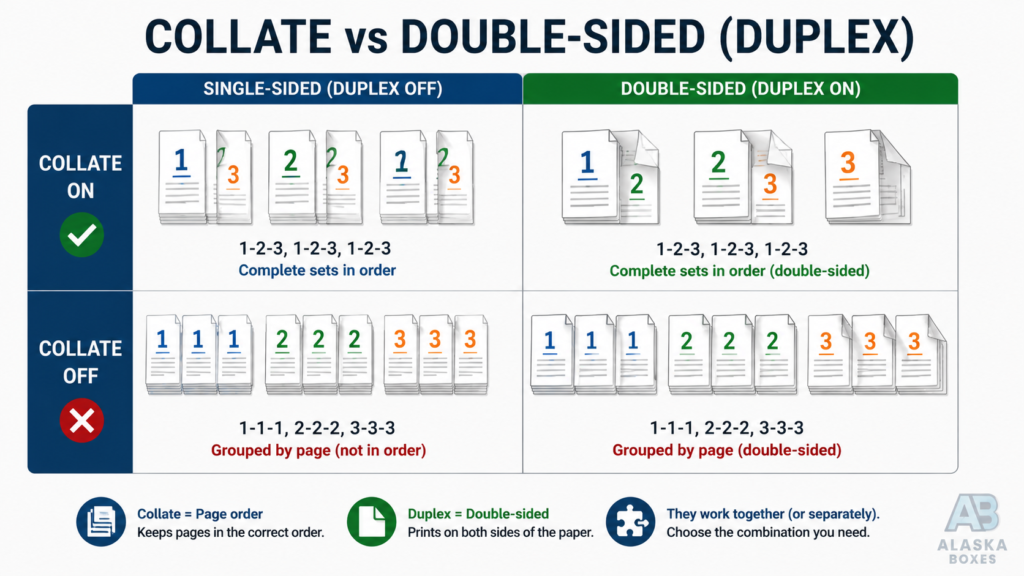 does collate mean double sided – collate vs duplex printing difference